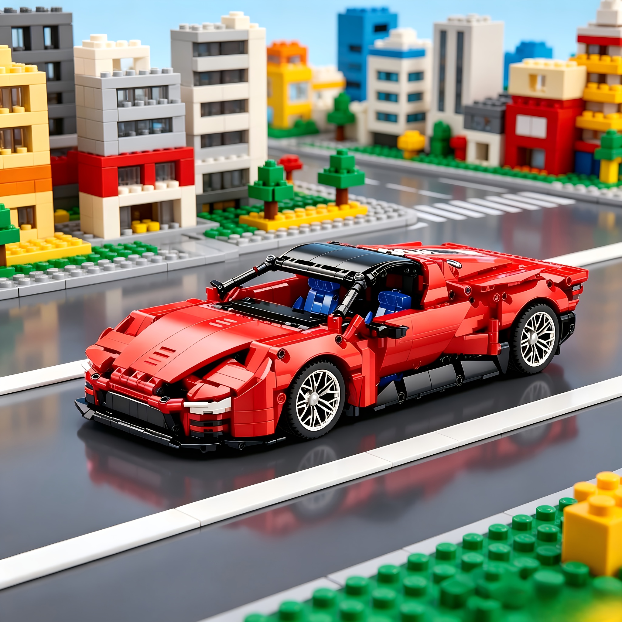 Mechanical Set Red Supercar Building Blocks